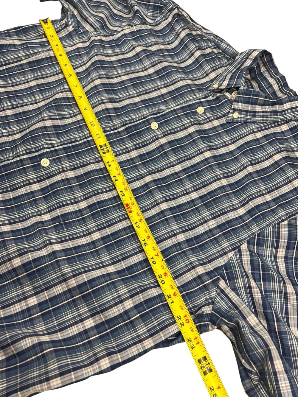 Johnnie-O Shirt Mens XL Deep Water Blue Plaid Button Up 100% Cotton Golf Casual